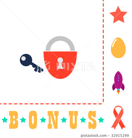 Padlock and key computer symbol 32915299