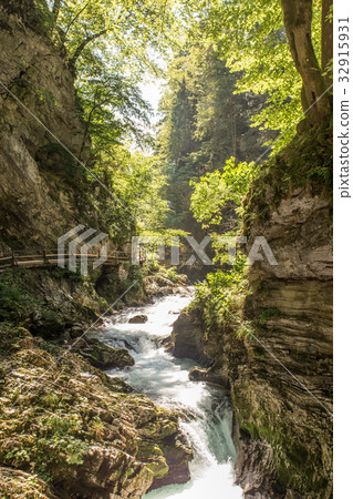 The fabulous Vintgar Gorge in Slovenia near lake 32915931