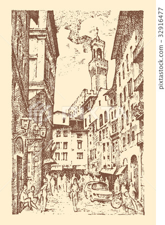 Scene Streets in European town Florence in Italy 32916477
