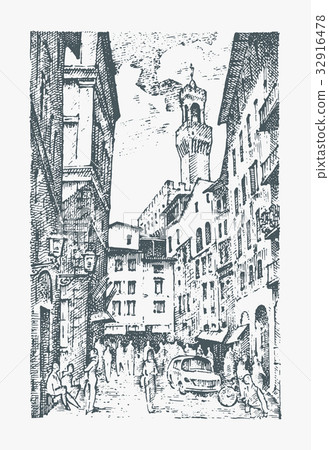 Scene Streets in European town Florence in Italy Scene Streets in European town Florence in Italy 32916478