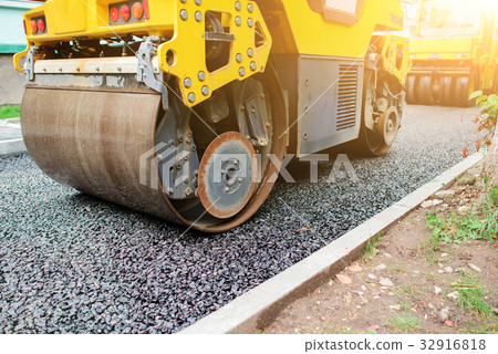 Background of asphalt roller that stack  32916818