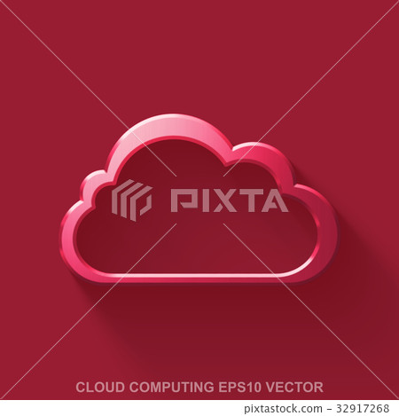 Flat metallic cloud technology 3D icon. Red Glossy 32917268