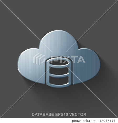 Flat metallic Database 3D icon. Polished Steel 32917351