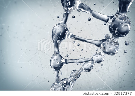 3d illustration of DNA molecule model from water. 3d illustration of DNA molecule model from water. 32917377
