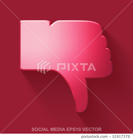 Flat metallic social network 3D icon. Red Glossy 32917378