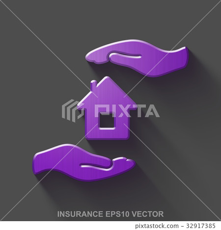 Flat metallic Insurance 3D icon. Purple Glossy Flat metallic Insurance 3D icon. Purple Glossy 32917385