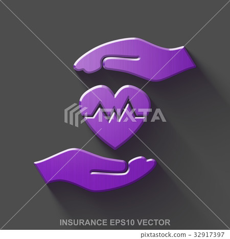 Flat metallic Insurance 3D icon. Purple Glossy 32917397