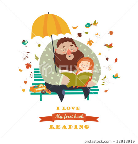 Father reading a book to his daughter Father reading a book to his daughter 32918919