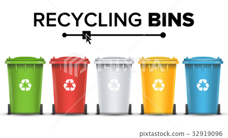 Recycling Bins Isolated Vector. Set Of Red, Green Recycling Bins Isolated Vector. Set Of Red, Green 32919096