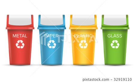 Colorful Recycle Trash Bins Vector. Set Of 32919110