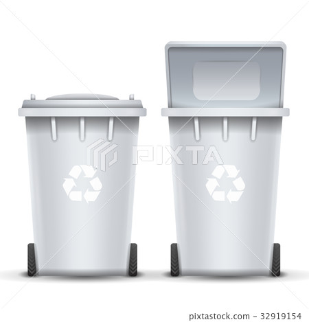 White Recycling Bin Bucket Vector For Trash 32919154