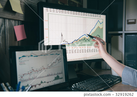 glasses lady in suit sitting computer 32919262