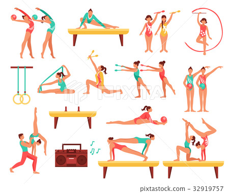 Gymnastics And Actobatics Decorative Icons Set Gymnastics And Actobatics Decorative Icons Set 32919757