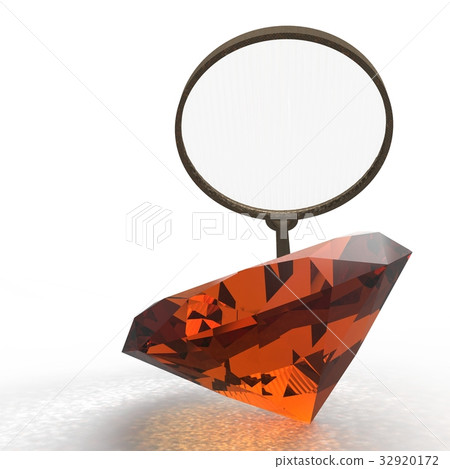 Magnifying glass. Exploring the gems 3d rendering Magnifying glass. Exploring the gems 3d rendering 32920172