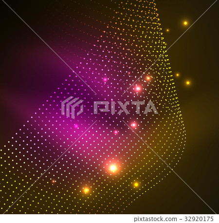 3D illuminated wave of glowing particles 3D illuminated wave of glowing particles 32920175