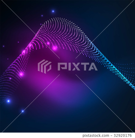 3D illuminated wave of glowing particles 32920176
