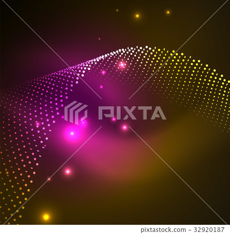 3D illuminated wave of glowing particles 3D illuminated wave of glowing particles 32920187