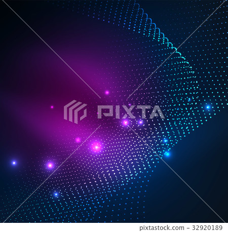 3D illuminated wave of glowing particles 32920189