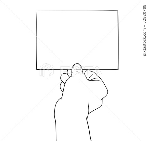 Hand drawing, hand holding blank paper -Vector - Stock Illustration ...