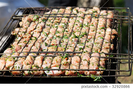 Raw Chicken Meat With Green. Raw Chicken Meat With Green. 32920866