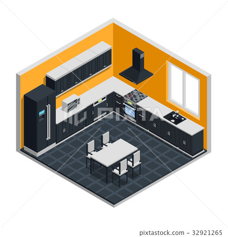 Kitchen Interior Isometric Concept - Stock Illustration [32921265] - PIXTA