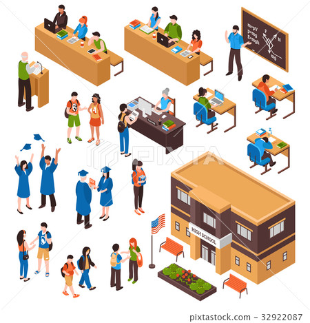 Students And Teachers Isometric Set 32922087