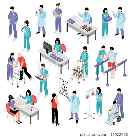 Doctor Nurse Hospital Isometric Set 32922088