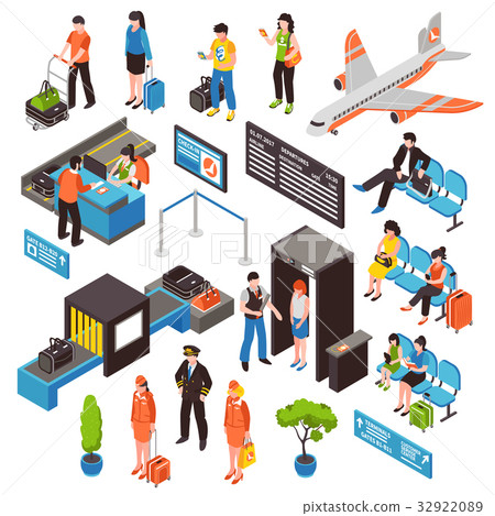 Airport Isometric Icons Set 32922089