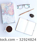 Vintage school items in a flat lay composition 32924824