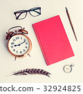 Vintage school items in a flat lay composition 32924825