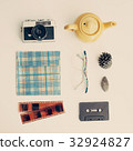 Vintage school items in a flat lay composition 32924827