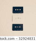 Vintage cassette tapes on a flat lay composition 32924831