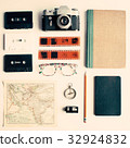 Vintage school items in a flat lay composition 32924832