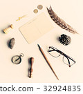 Vintage school items in a flat lay composition 32924835