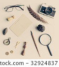 Vintage school items in a flat lay composition 32924837
