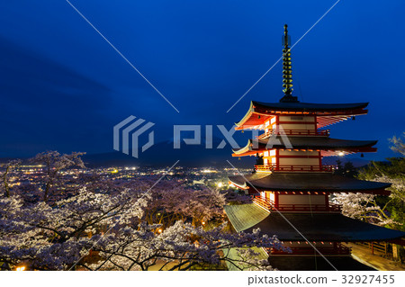 富士山夜景Churein Shinkurayama淺間神社 富士山夜景Churein Shinkurayama淺間神社 32927455