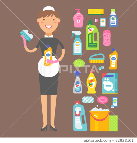 Cleanser woman chemical housework product care Cleanser woman chemical housework product care 32928101