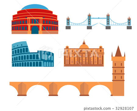 Euro trip tourism travel design famous building 32928107