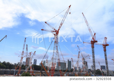 Urban scenery (Tokyo, New National Stadium, under construction) Urban scenery (Tokyo, New National Stadium, under construction) 32928508
