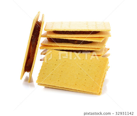 Stack of biscuit, pineapple jam 32931142
