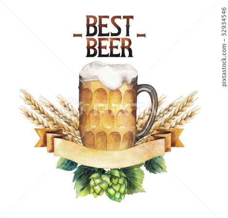 Watercolor beer design 32934546