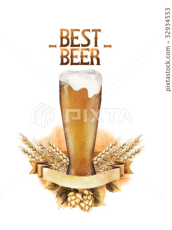 Watercolor beer design 32934553