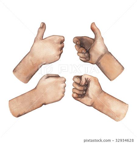 Watyercolor set of hands 32934628