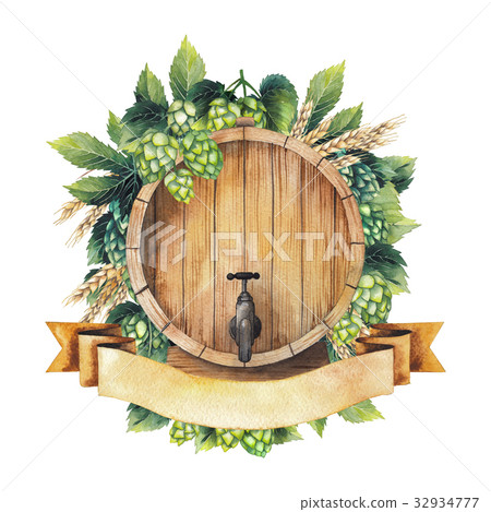 Watercolor beer design 32934777