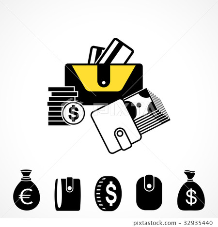 Wallet or Pocketbook Vector Icon - Stock Illustration [32935440] - PIXTA