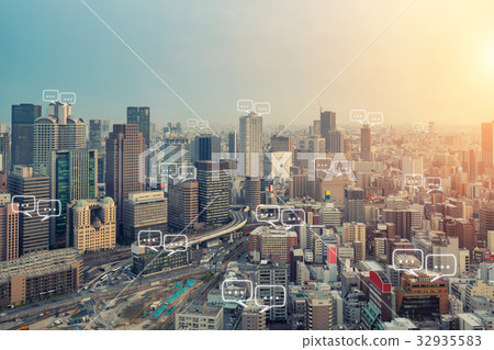 Blank space for text on Osaka city Blank space for text on Osaka city 32935583