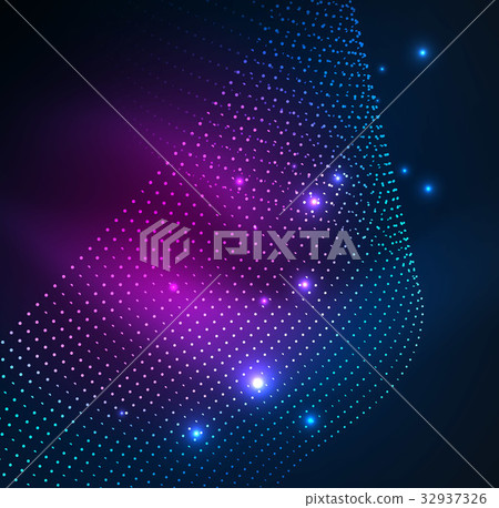 3D illuminated wave of glowing particles 3D illuminated wave of glowing particles 32937326