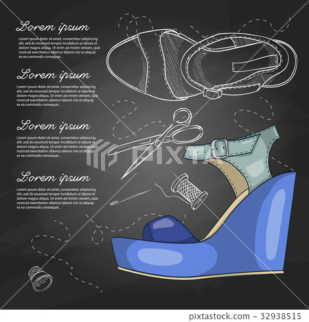 Fashion vector sketch womens shoes. 32938515