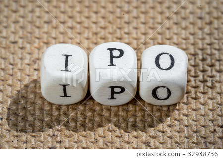 ipo (initial public offering) word from toy cubes 32938736