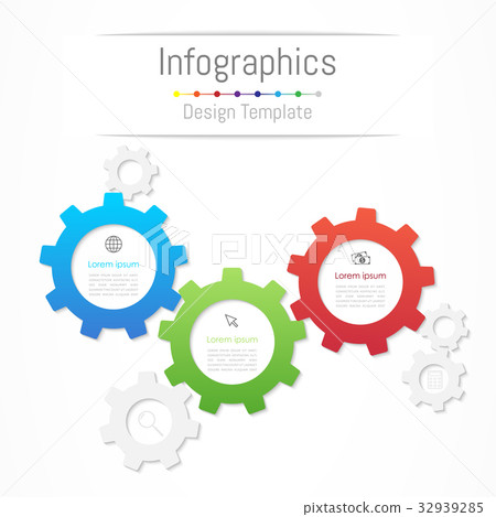 Infographic gear design elements with 3 options Infographic gear design elements with 3 options 32939285